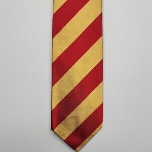 Ben Silver Classic Diagonal Striped Necktie in Crimson and Gold